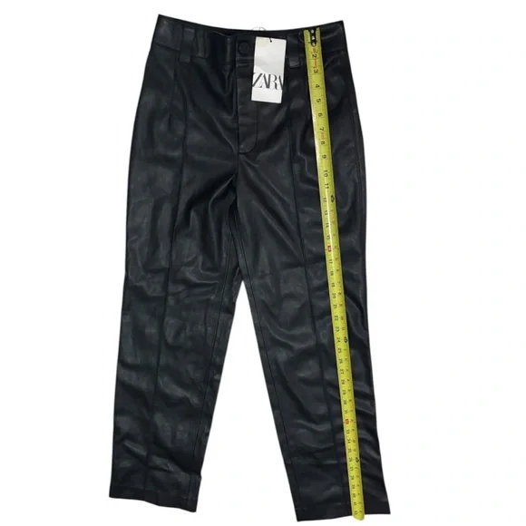 NWT ZARA Women’s Black High-Waisted Leather Pants - Picture 12 of 14